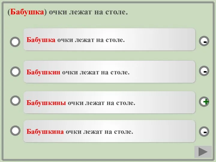 (Бабушка) очки лежат на столе. Бабушкины очки лежат на столе. Бабушкин