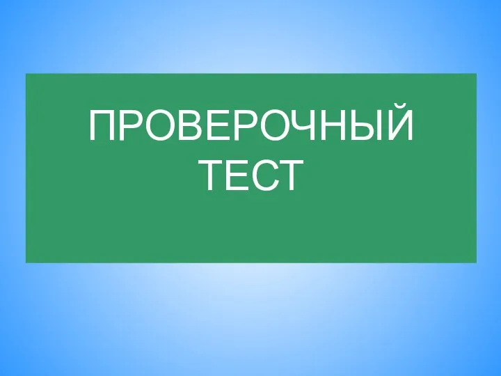 ПРОВЕРОЧНЫЙ ТЕСТ