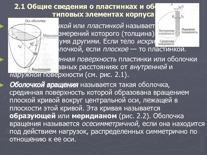 2.1 Общие сведения о пластинках и оболочках — типовых элементах корпуса