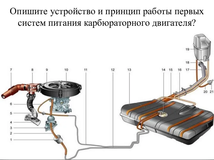 Опишите устройство и принцип работы первых систем питания карбюраторного двигателя?