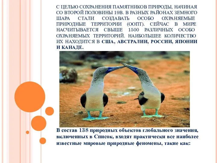 С ЦЕЛЬЮ СОХРАНЕНИЯ ПАМЯТНИКОВ ПРИРОДЫ, НАЧИНАЯ СО ВТОРОЙ ПОЛОВИНЫ 19В. В