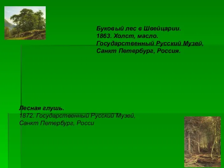 Буковый лес в Швейцарии. 1863. Холст, масло. Государственный Русский Музей, Санкт