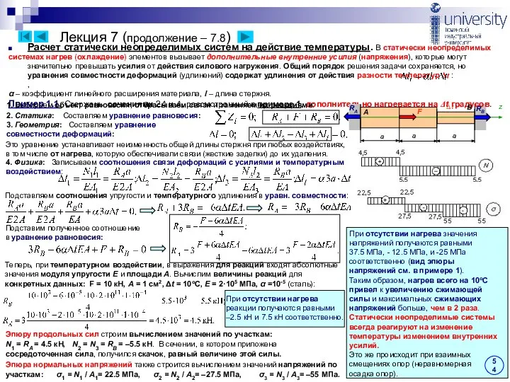 Лекция 7 (продолжение – 7.8) Расчет статически неопределимых систем на действие