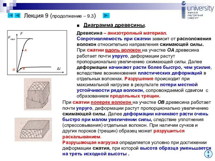 Лекция 9 (продолжение – 9.3) 66 ■ Диаграмма древесины. Древесина –