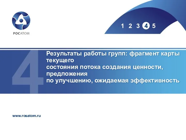 Результаты работы групп: фрагмент карты текущего состояния потока создания ценности, предложения по улучшению, ожидаемая эффективность