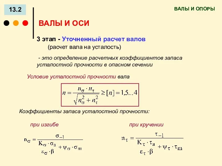 ВАЛЫ И ОПОРЫ 13.2 ВАЛЫ И ОСИ 3 этап - Уточненный