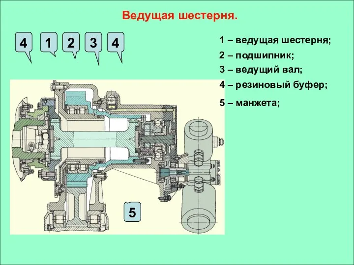 Ведущая шестерня. 1 2 3 4 4 5 1 – ведущая