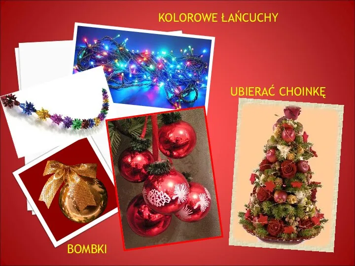 BOMBKI KOLOROWE ŁAŃCUCHY UBIERAĆ CHOINKĘ