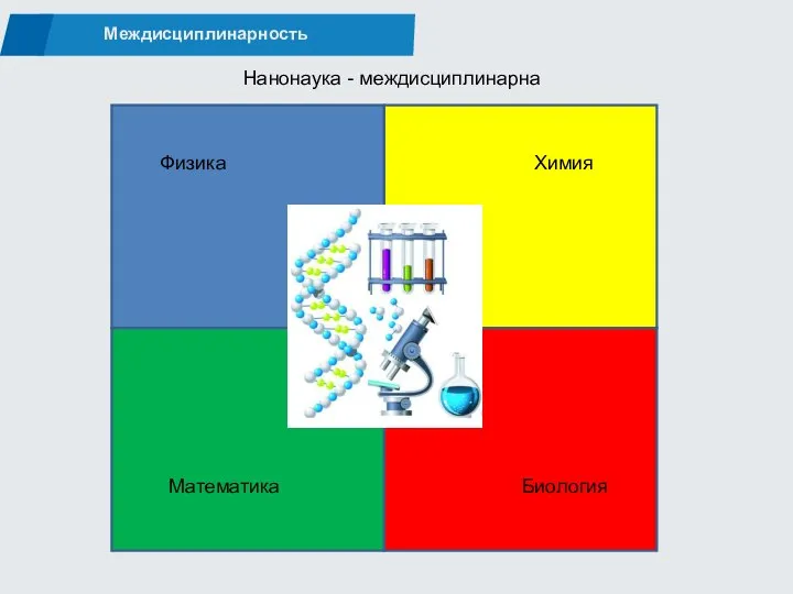 Междисциплинарность Физика Химия Математика Биология Нанонаука - междисциплинарна