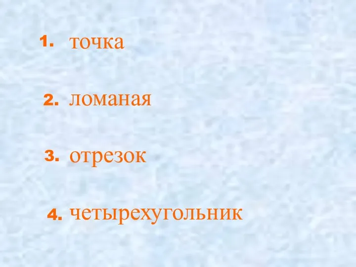 точка ломаная отрезок четырехугольник 1. 2. 3. 4.