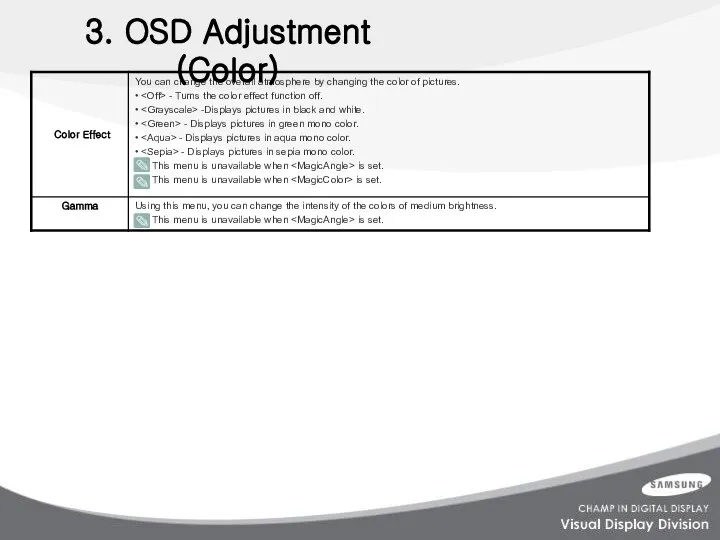 3. OSD Adjustment (Color)