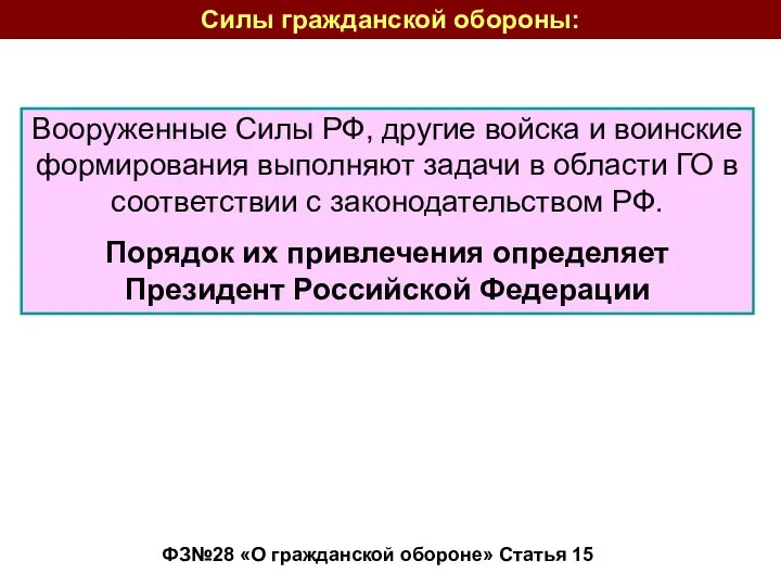 Вооруженные Силы РФ, другие войска и воинские формирования выполняют задачи в