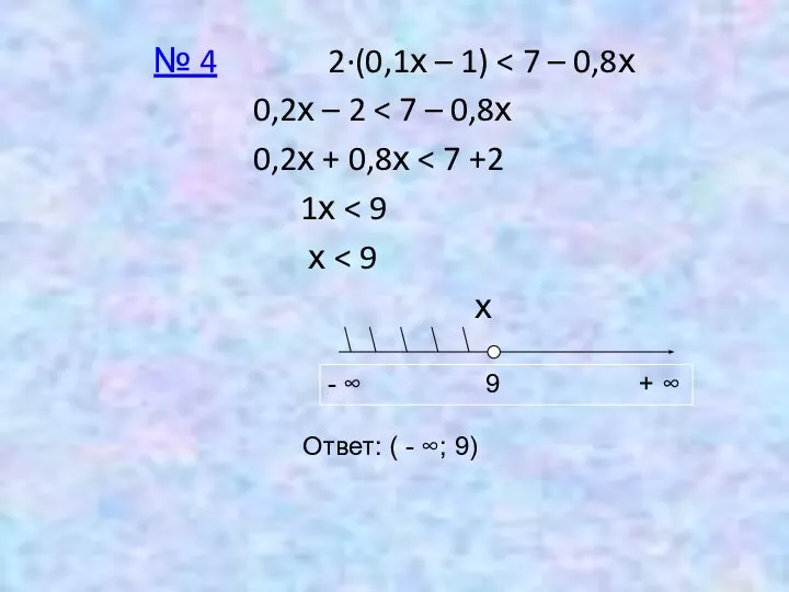 № 4 2∙(0,1х – 1) 0,2х – 2 0,2х + 0,8х