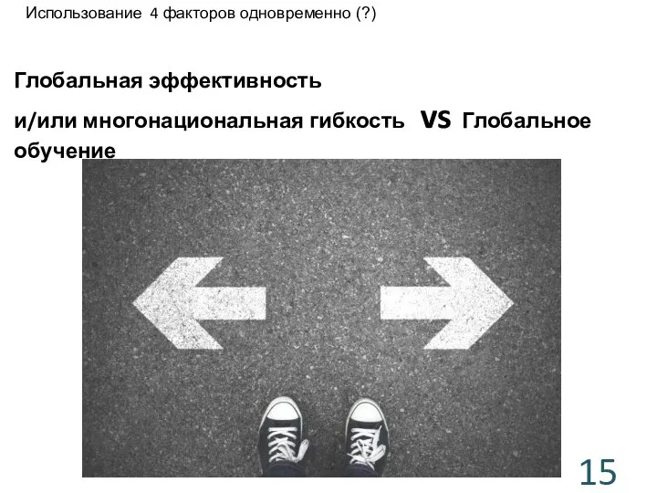 Глобальная эффективность и/или многонациональная гибкость vs Глобальное обучение Использование 4 факторов одновременно (?)