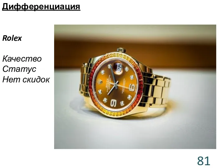 Дифференциация Rolex Качество Статус Нет скидок