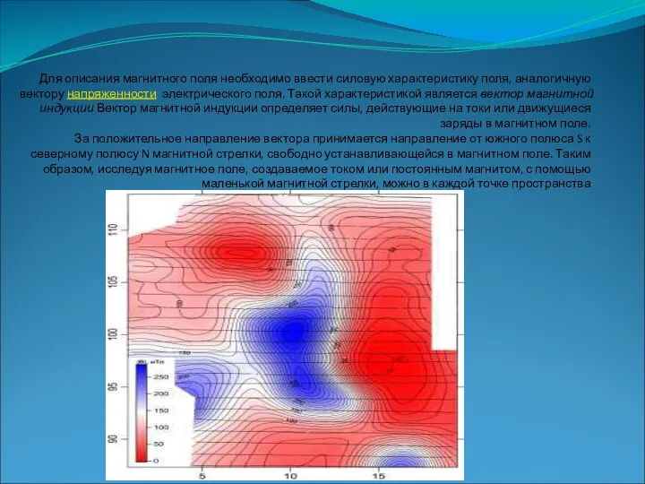 Для описания магнитного поля необходимо ввести силовую характеристику поля, аналогичную вектору