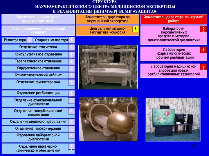 СТРУКТУРА НАУЧНО-ПРАКТИЧЕСКОГО ЦЕНТРА МЕДИЦИНСКОЙ ЭКСПЕРТИЗЫ И РЕАБИЛИТАЦИИ (НПЦМЭиР) ВЦМК «ЗАЩИТА» Заместитель