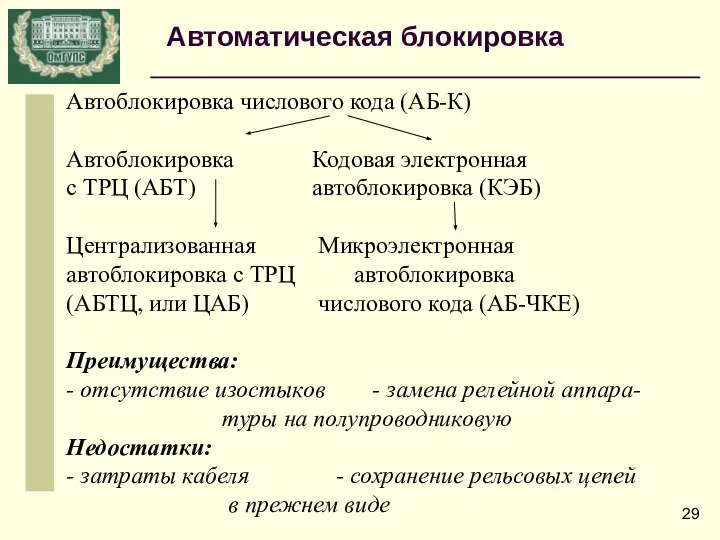 Автоблокировка числового кода (АБ-К) Автоблокировка Кодовая электронная с ТРЦ (АБТ) автоблокировка