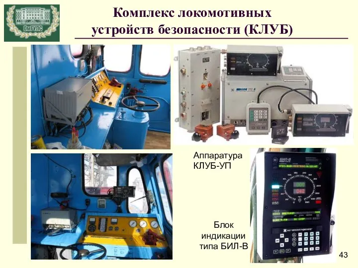 Аппаратура КЛУБ-УП Комплекс локомотивных устройств безопасности (КЛУБ) Блок индикации типа БИЛ-В