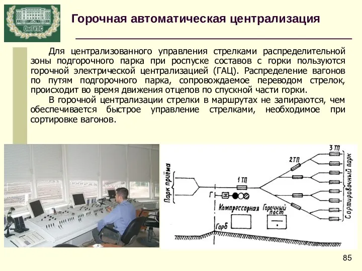 Горочная автоматическая централизация Для централизованного управления стрелками распределительной зоны подгорочного парка