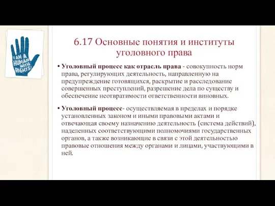 6.17 Основные понятия и институты уголовного права Уголовный процесс как отрасль