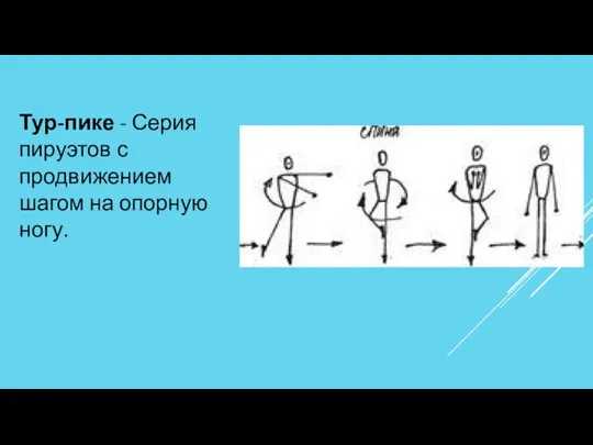 Тур-пике - Серия пируэтов с продвижением шагом на опорную ногу.