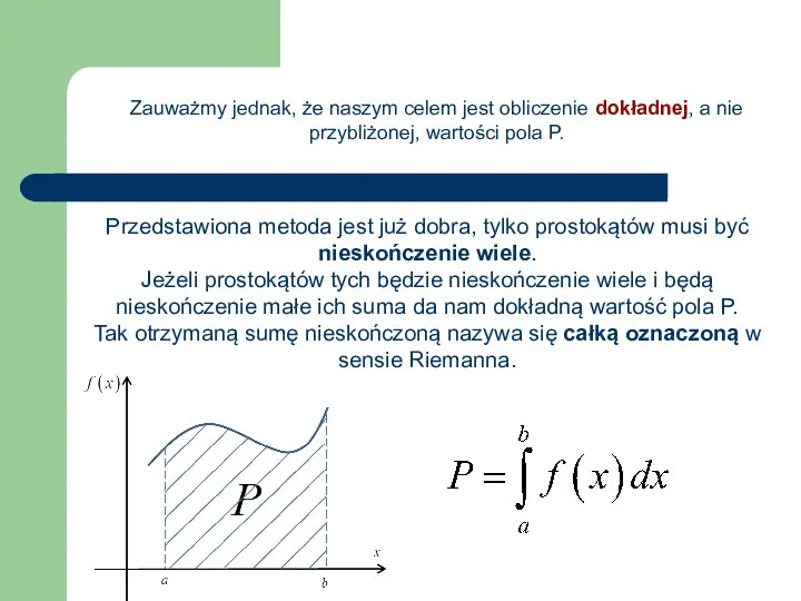 Przedstawiona metoda jest już dobra, tylko prostokątów musi być nieskończenie wiele.