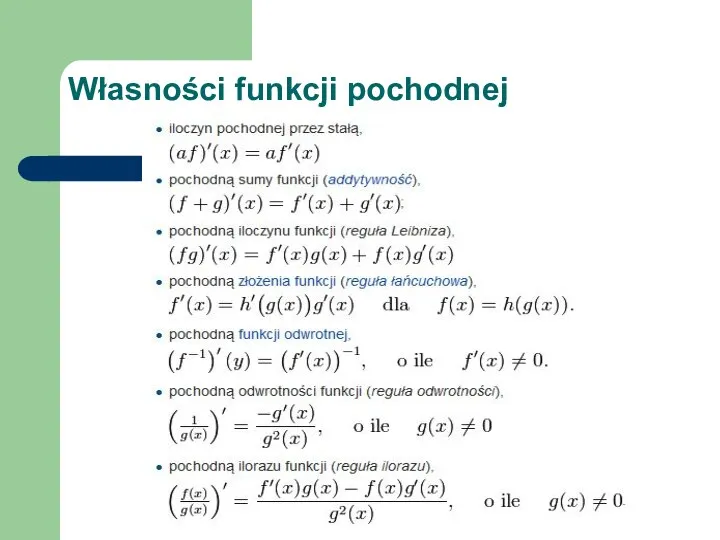 Własności funkcji pochodnej