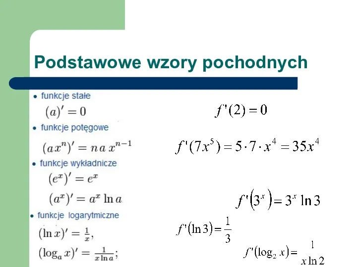 Podstawowe wzory pochodnych