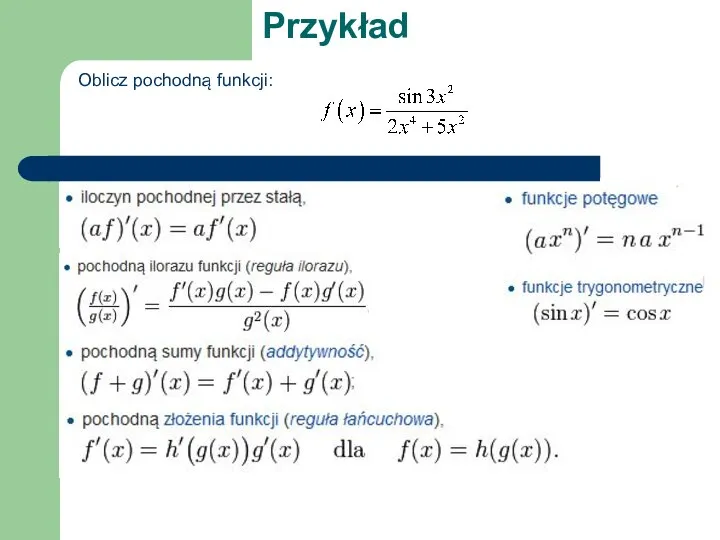 Oblicz pochodną funkcji: Przykład