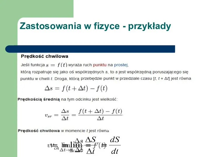 Zastosowania w fizyce - przykłady