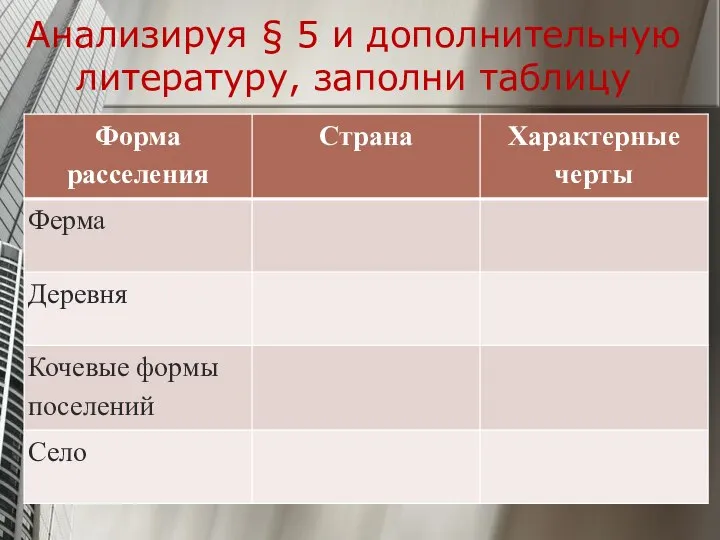 Анализируя § 5 и дополнительную литературу, заполни таблицу