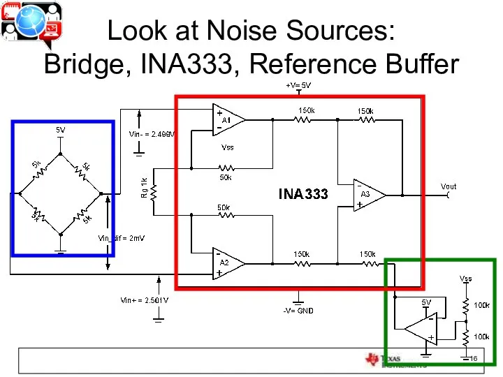 Look at Noise Sources: Bridge, INA333, Reference Buffer