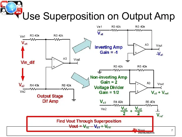 Use Superposition on Output Amp