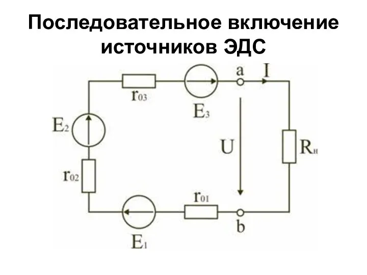 Последовательное включение источников ЭДС