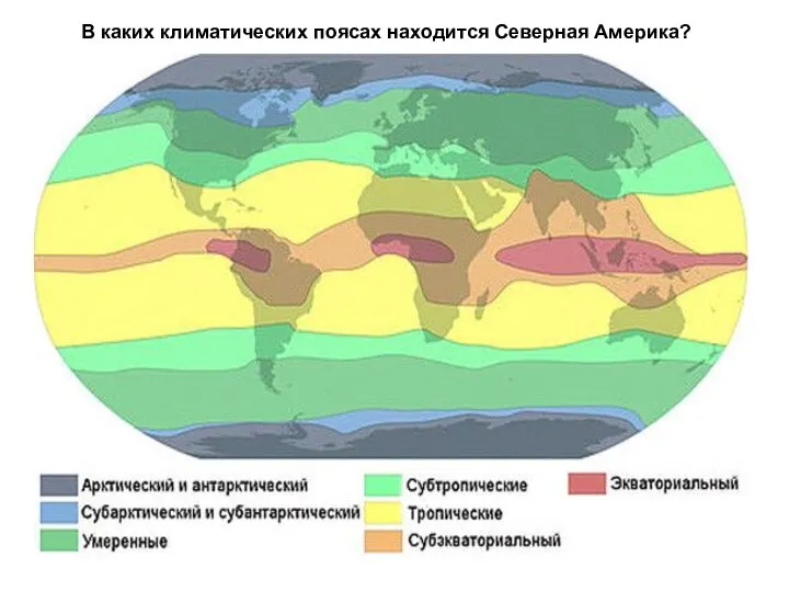 В каких климатических поясах находится Северная Америка?