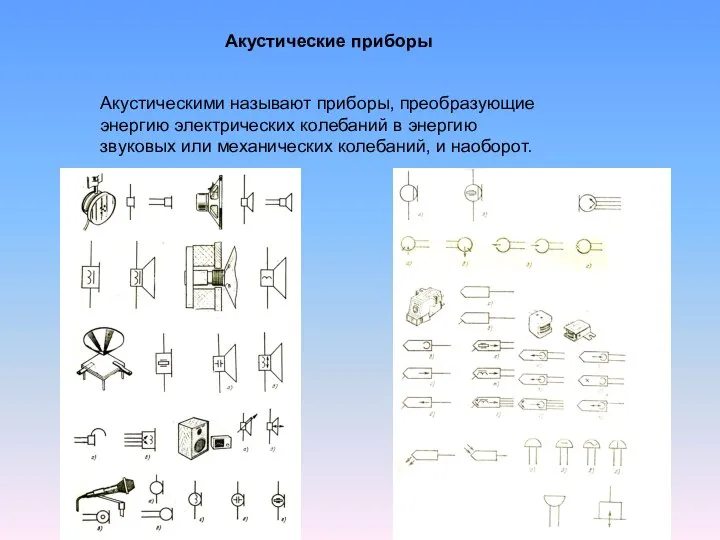 Акустическими называют приборы, преобразующие энергию электрических колебаний в энергию звуковых или