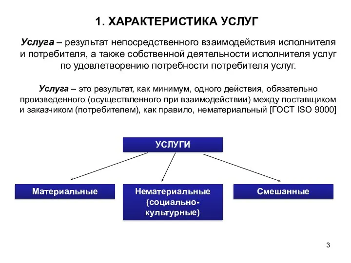 Услуга – результат непосредственного взаимодействия исполнителя и потребителя, а также собственной