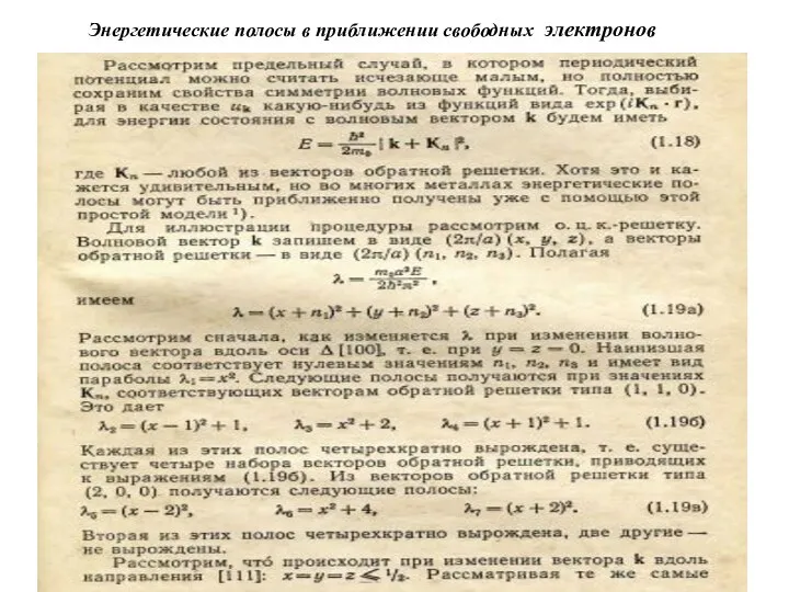 Энергетические полосы в приближении свободных электронов