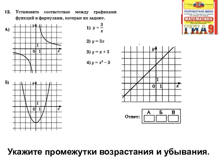 ГИА Укажите промежутки возрастания и убывания.