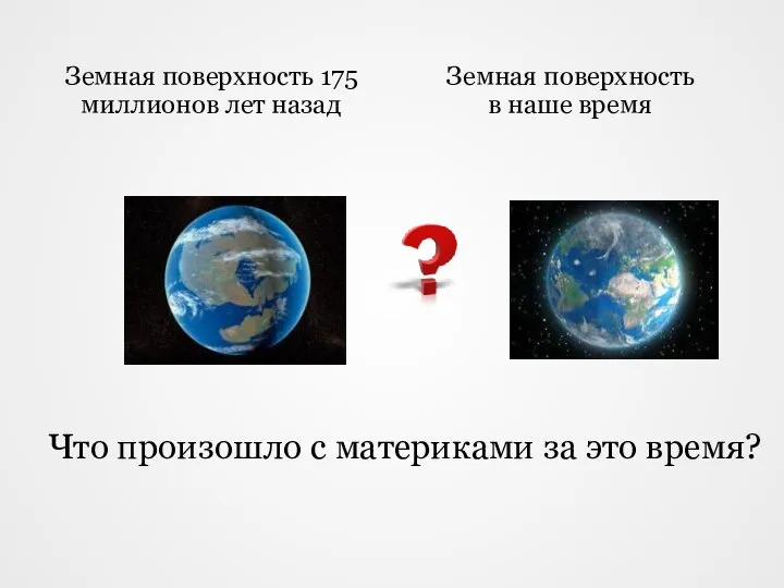 Земная поверхность 175 миллионов лет назад Земная поверхность в наше время