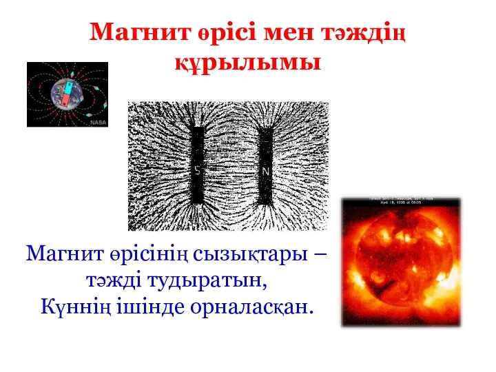 Магнит өрісі мен тәждің құрылымы Магнит өрісінің сызықтары – тәжді тудыратын, Күннің ішінде орналасқан.