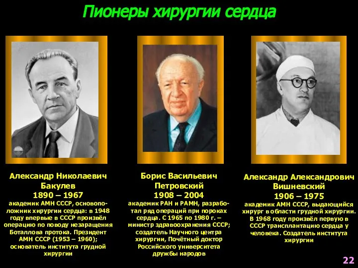 Пионеры хирургии сердца 22 Александр Николаевич Бакулев 1890 – 1967 академик