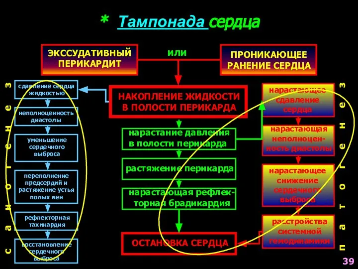 * Тампонада сердца НАКОПЛЕНИЕ ЖИДКОСТИ В ПОЛОСТИ ПЕРИКАРДА ЭКССУДАТИВНЫЙ ПЕРИКАРДИТ или