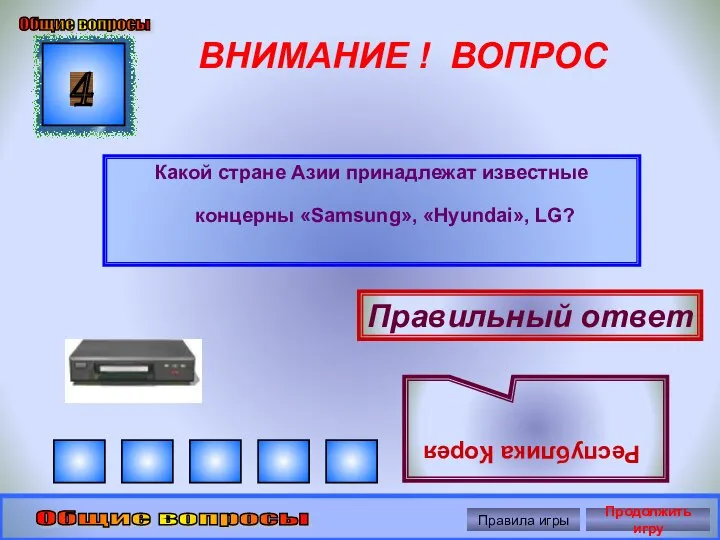 ВНИМАНИЕ ! ВОПРОС Какой стране Азии принадлежат известные концерны «Samsung», «Hyundai»,