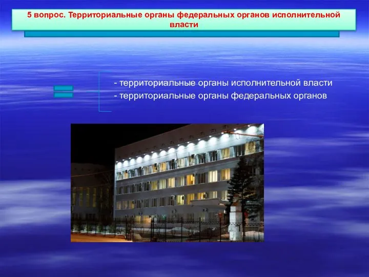 5 вопрос. Территориальные органы федеральных органов исполнительной власти - территориальные органы