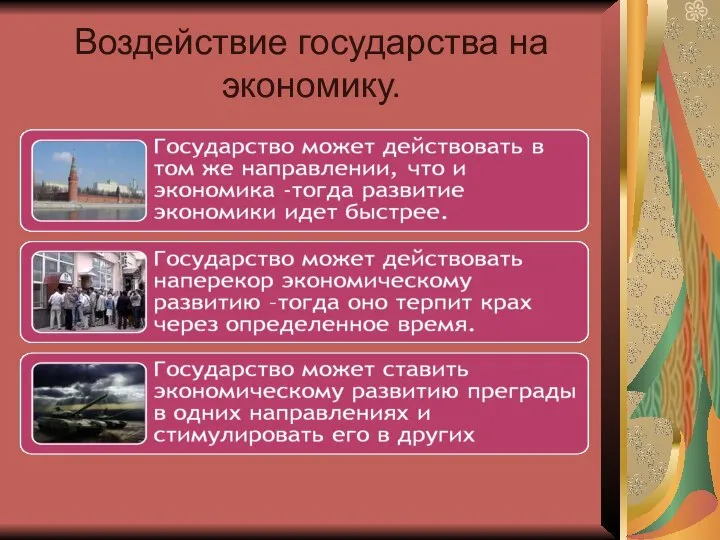 Воздействие государства на экономику.