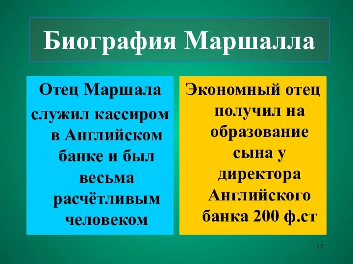 Биография Маршалла Отец Маршала служил кассиром в Английском банке и был