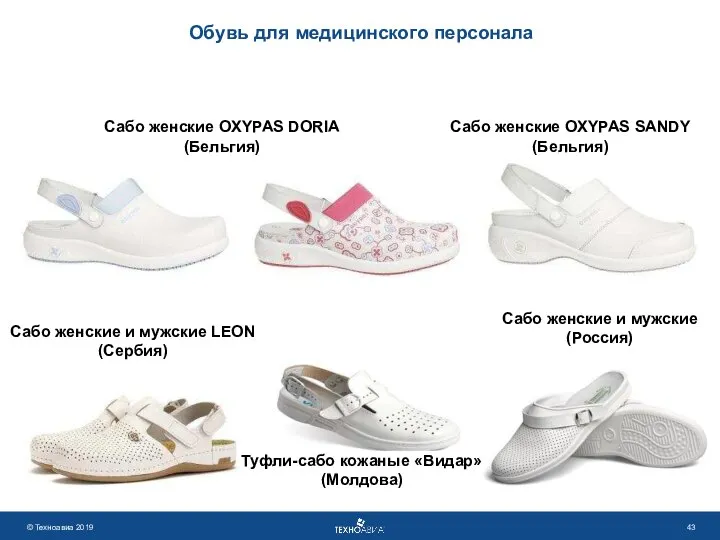 Обувь для медицинского персонала Сабо женские OXYPAS DORIA (Бельгия) Сабо женские