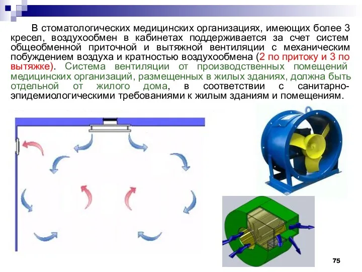 В стоматологических медицинских организациях, имеющих более 3 кресел, воздухообмен в кабинетах